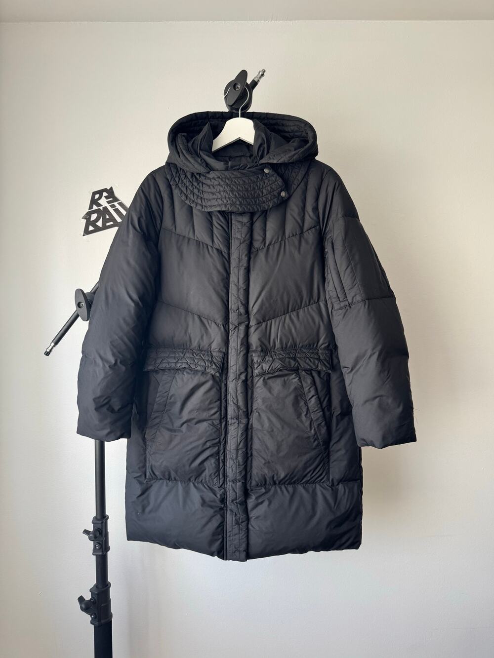 Helmut Lang Down Puffer Jacket Black Hooded Minimal
